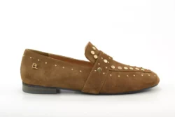 Babouche Babouche bruin suede moacasins met studs