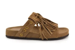 Miss Olivia Miss Olivia bruine suede slippers franje