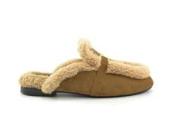Babouche Babouche bruine suede muilen met wol