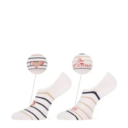 Marcmarcs MarcMarcs sokken off white-marine beige 2p