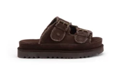 Warmbat Warmbat slippers donkerbruin suede