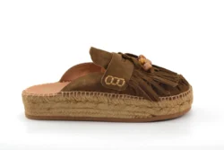 Kanna Kanna bruine suede muilen met franje