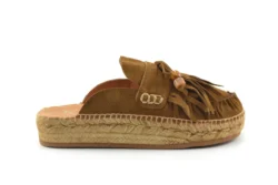 Kanna Kanna bruine suede muilen met franje