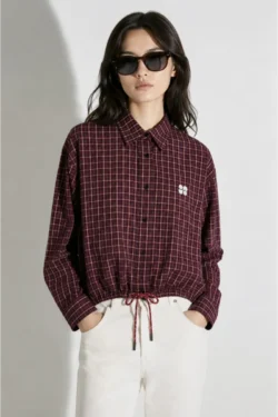 Imprevu Imprevu boxy blouse bordeaux ruit