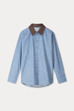 Pom Amsterdam POM amsterdam blouse blauw ruit/glitter