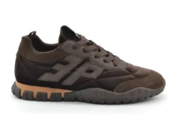 3P 3P sneakers donkerbruin velvet/leer