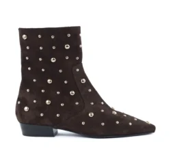 Babouche Babouche enkellaarzen bruin/studs