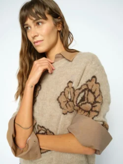 Mos Mosh Mos Mosh trui knitted beige-bruin