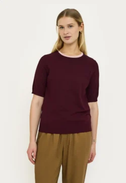 Soft Rebels Soft Rebels top knitted o-neck bordo