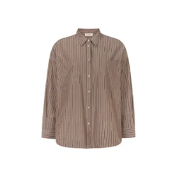 Tooday Tooday oversized shirt streep bruin