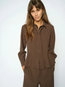 Mos Mosh Mos Mosh fitted blouse bruin streep