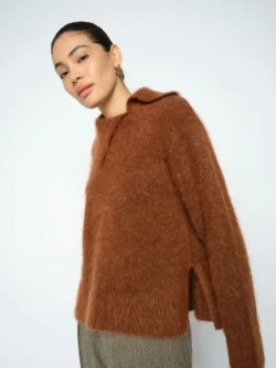 Pom-Amsterdam Mos Mosh trui knitted mohair bruin
